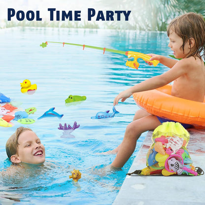 CozyBomB™ Magnetic Fishing Toys Game Set for Kids | Water Table Bathtub Kiddie Pool Party & Pole