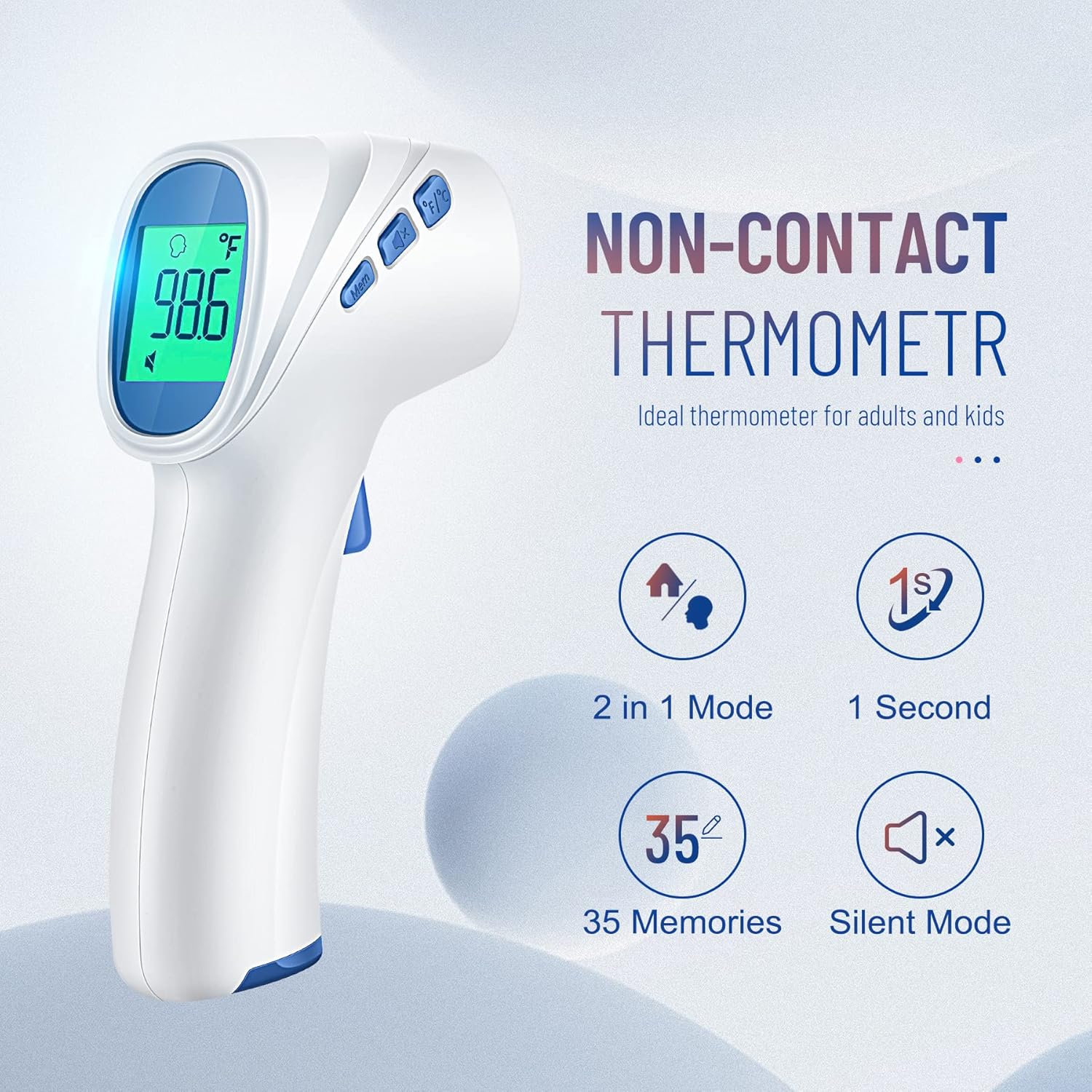 Forehead Thermometer for Adults and Kids, Digital Baby Thermometer with Fever Alarm, Fast Accurate