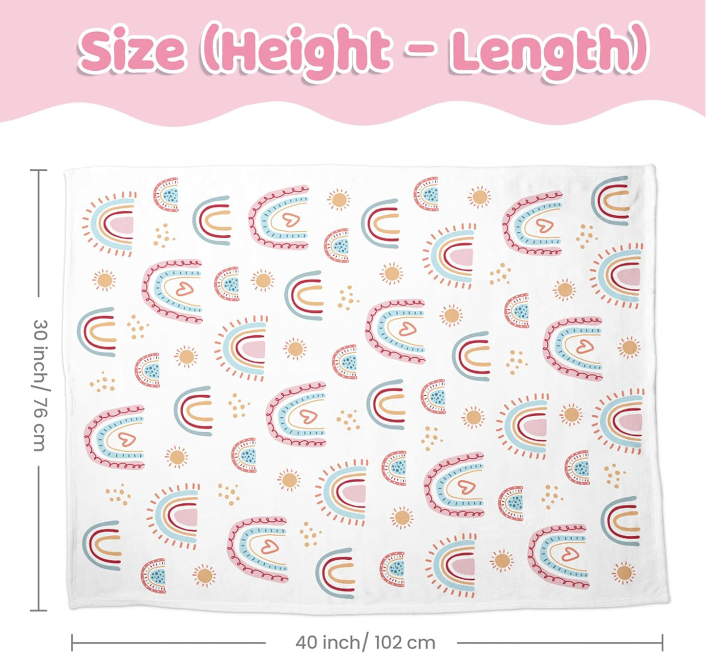 SANDJEST Rainbow Kid Blanket for Girls - 30 x 40 Kids Minky Blanket - Gifts for Kids on Birthday