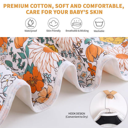 Diaper Changing Pads for Baby, Flower Change Mat, 3Layers Waterproof Change Pad Foldable Absorbent Mats for Women, Reusable Incontinence Underpads for Patient 24''x30'' (Daisy Flower)