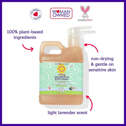 California Baby Calming Lavender Shampoo and Body Wash | 100% Plant-Based (USDA Certified) |