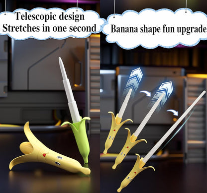 3D Printed Retractable Samurai Sword Fidget Toy Model for Decompression and Creative Play - Unique Plastic EDC Gift Small Banana Sword Yellow