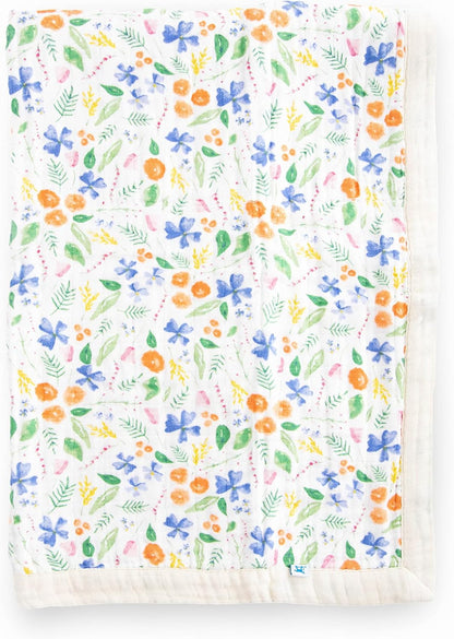 Little Unicorn Newborn Receiving Quilt | Ultra- Soft, Multi-Layered Muslin Fabric | Gift for