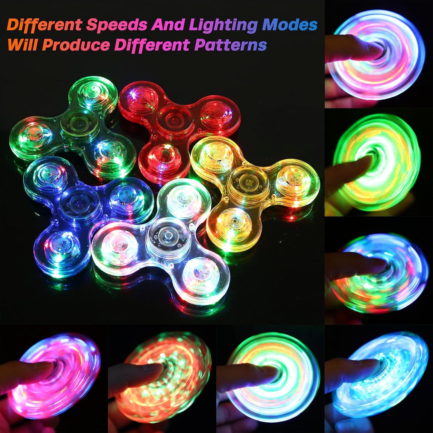 Gigilli 8 Pack Fidget Spinners for Kids 8-12, Light up Party Favors Stress Relief Fidget Toys Bulk for Kids Adults, Glow in The Dark Party Supplies, Fidgets for Classroom Prizes Goodie Bags Stuffers