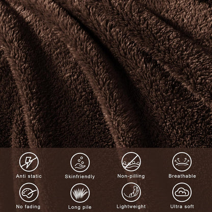 Exclusivo Mezcla Soft Fleece Throw Blanket for Couch, Super Soft Velvet Plush Bed Blanket, Fuzzy Cozy and Warm for All Seasons, 50x60 Inches, Coffee