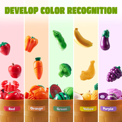 JOYIN Learning Toys Play Food Set for Toddlers, Cutting Food for Preschool Activities, Play Kitchen