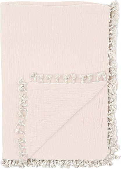 Crane Baby Muslin Swaddle Blanket, Soft Cotton Lightweight Nursery and Stroller Blanket for Baby Boys & Girls, Desert Brown, 30" x 40"