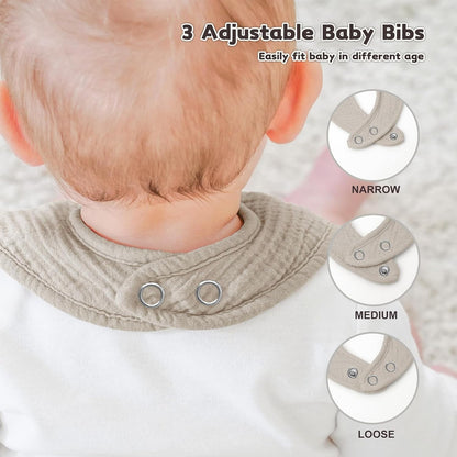 AMAWMW Muslin Baby Bibs for Unisex Boys Girls 6Pack Baby Bandana Drool Bibs Adjustable Newborn Bib for Drooling & Teething