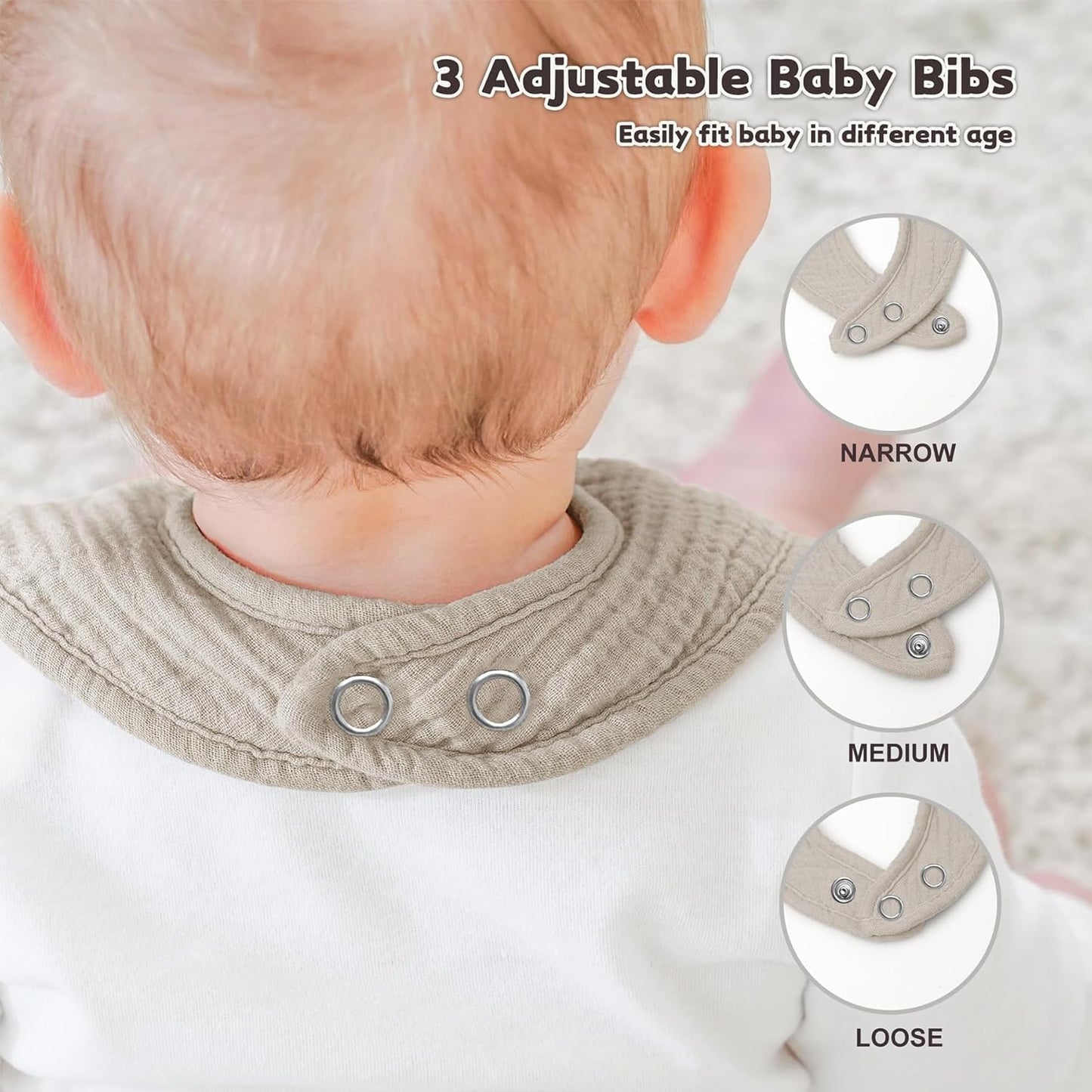 AMAWMW Muslin Baby Bibs for Unisex Boys Girls 6Pack Baby Bandana Drool Bibs Adjustable Newborn Bib for Drooling & Teething
