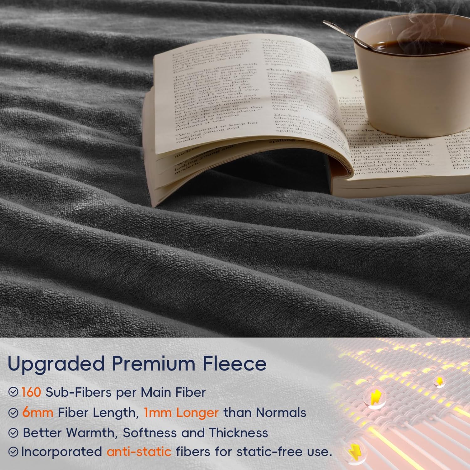 PHF Ultra Soft Fleece Blanket King Size, No Shed No Pilling Luxury Plush Cozy 300GSM Lightweight