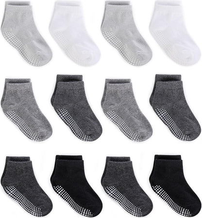 Zaples Baby Non Slip Grip Ankle Socks with Non Skid Soles for Infants Toddlers Kids Boys Girls