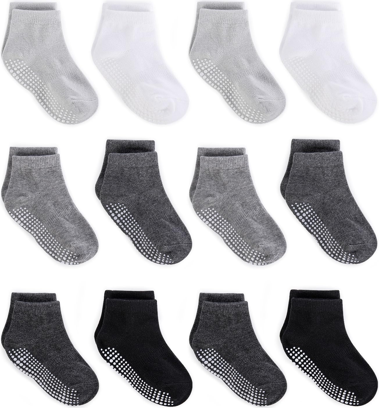 Zaples Baby Non Slip Grip Ankle Socks with Non Skid Soles for Infants Toddlers Kids Boys Girls