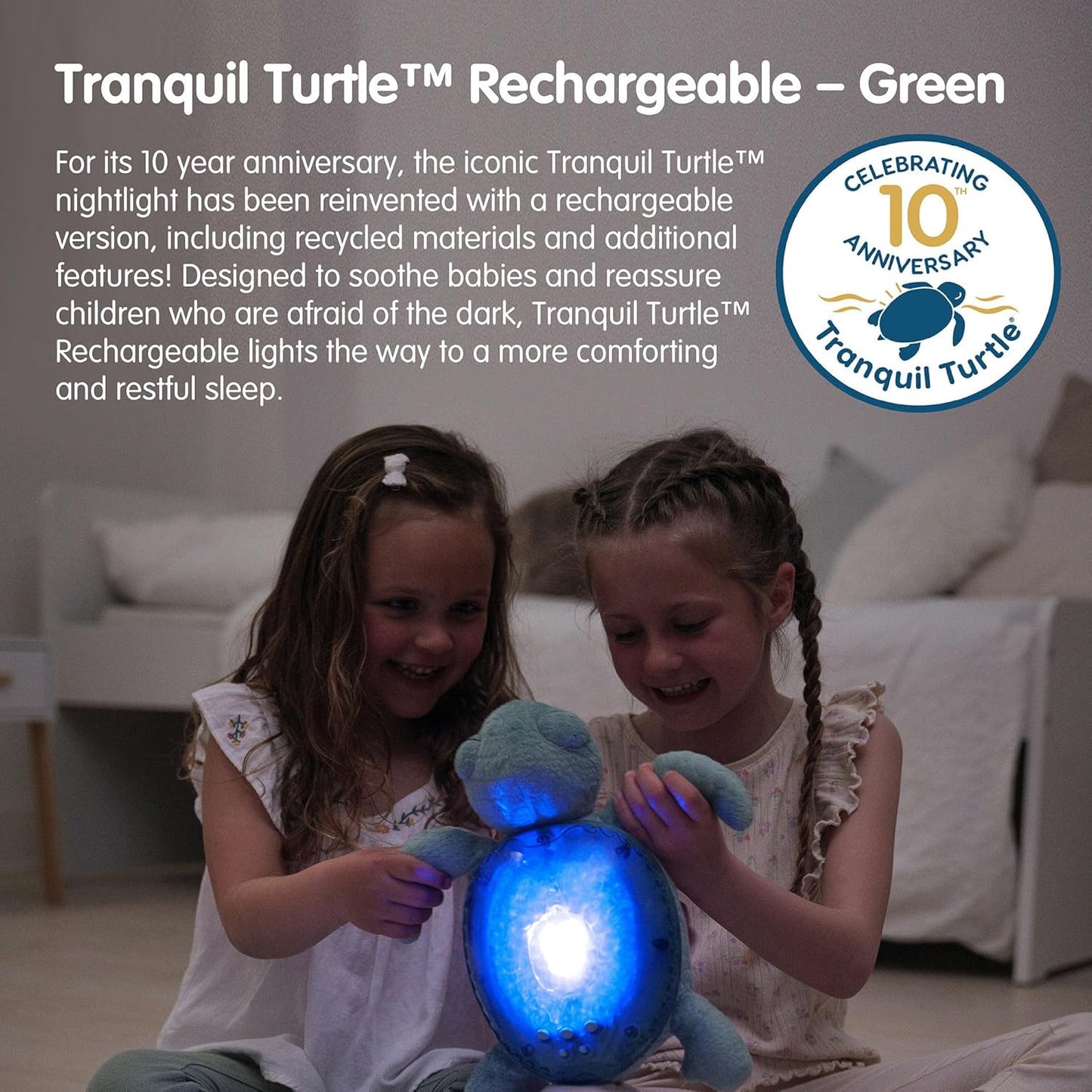 Cloud b Ocean Projector Nightlight with 2 White Noises & 2 Soothing Sounds | Adjustable Settings | Cry Sensor | Tranquil Turtle - Green (Rechargeable)