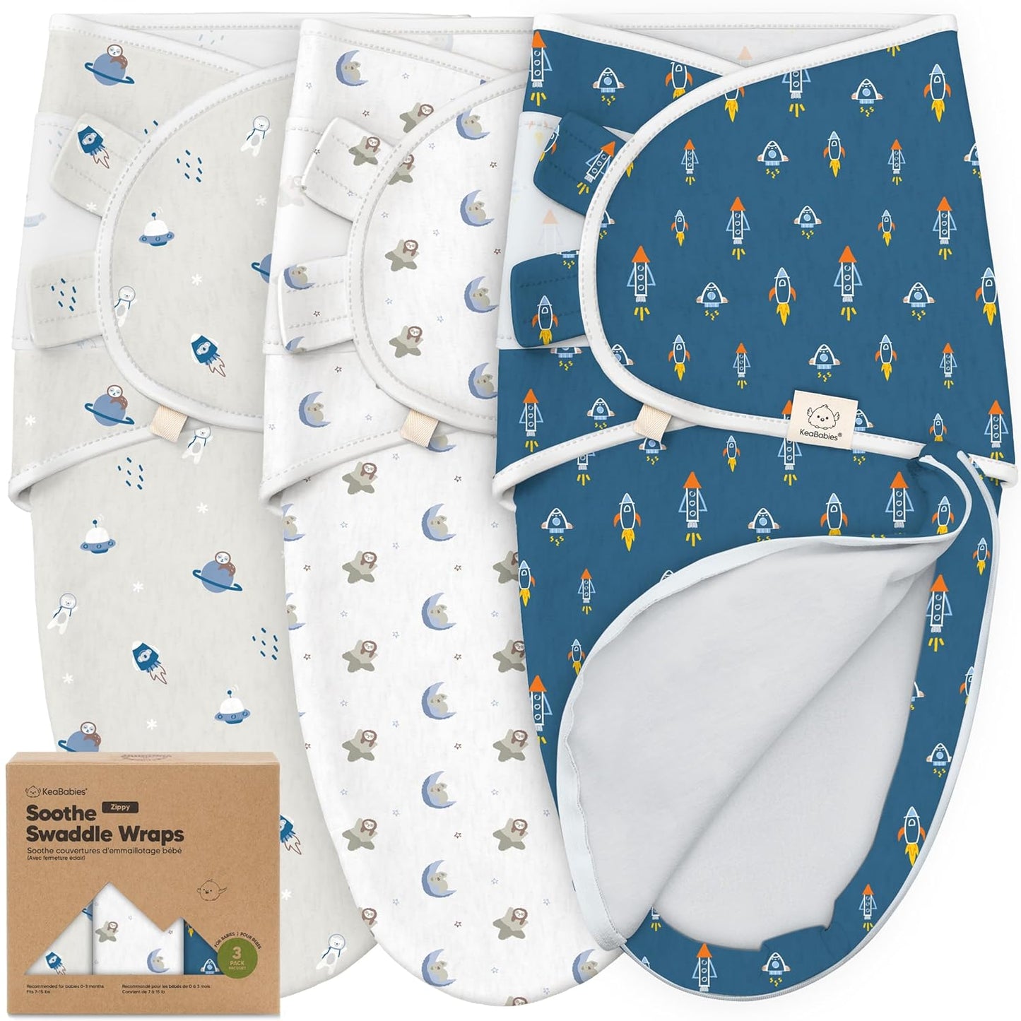 Baby Swaddle Sleep Sacks with Zipper - 3-Pack Swaddles for Newborns 0-3 Months, Infant, Baby Girls