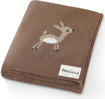 Knit Baby Swaddling Blanket - 100% Cotton Lightweight Soft Cozy Receiving Swaddle Crib Stroller