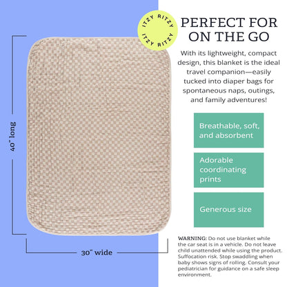 Itzy Ritzy Baby Blanket – Soft Cotton Muslin Multi-Use Blanket - Can Be Used as a Tummy Time Mat