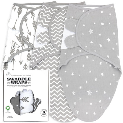 Preemie Swaddles 4-7 lbs - 3-Pack Premature Babies Swaddle Sleep Sack - Organic Cotton - Premature