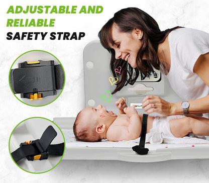 Alpine Wall Mounted Baby Changing Station - Horizontal Baby Changing Table Foldable Diaper Tables with Safety Strap for Commercial Bathroom, ADA Complaint (Hardware Included) White Gray