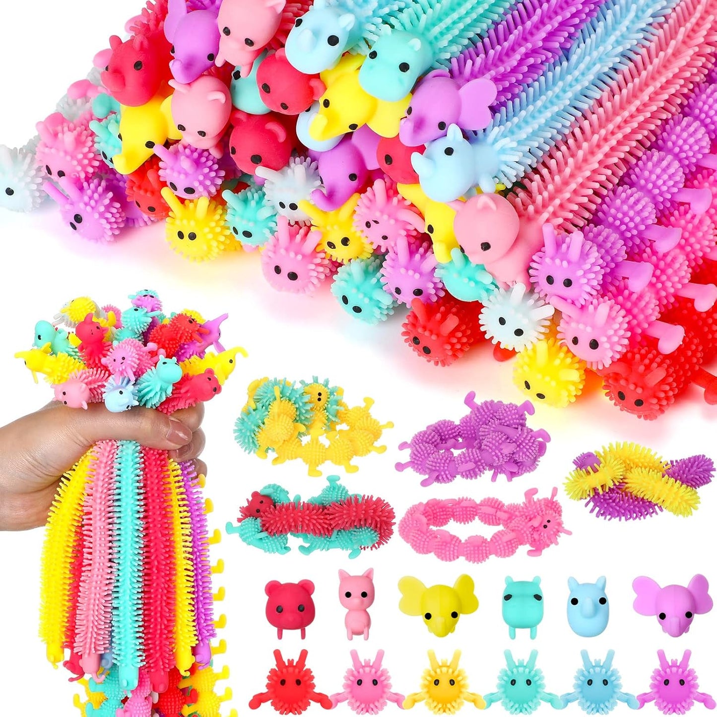 Chivao Bulk Stretchy String Fidget Toys Animal Sensory Toys Pack Worm Sensory Stress Fidget Toys
