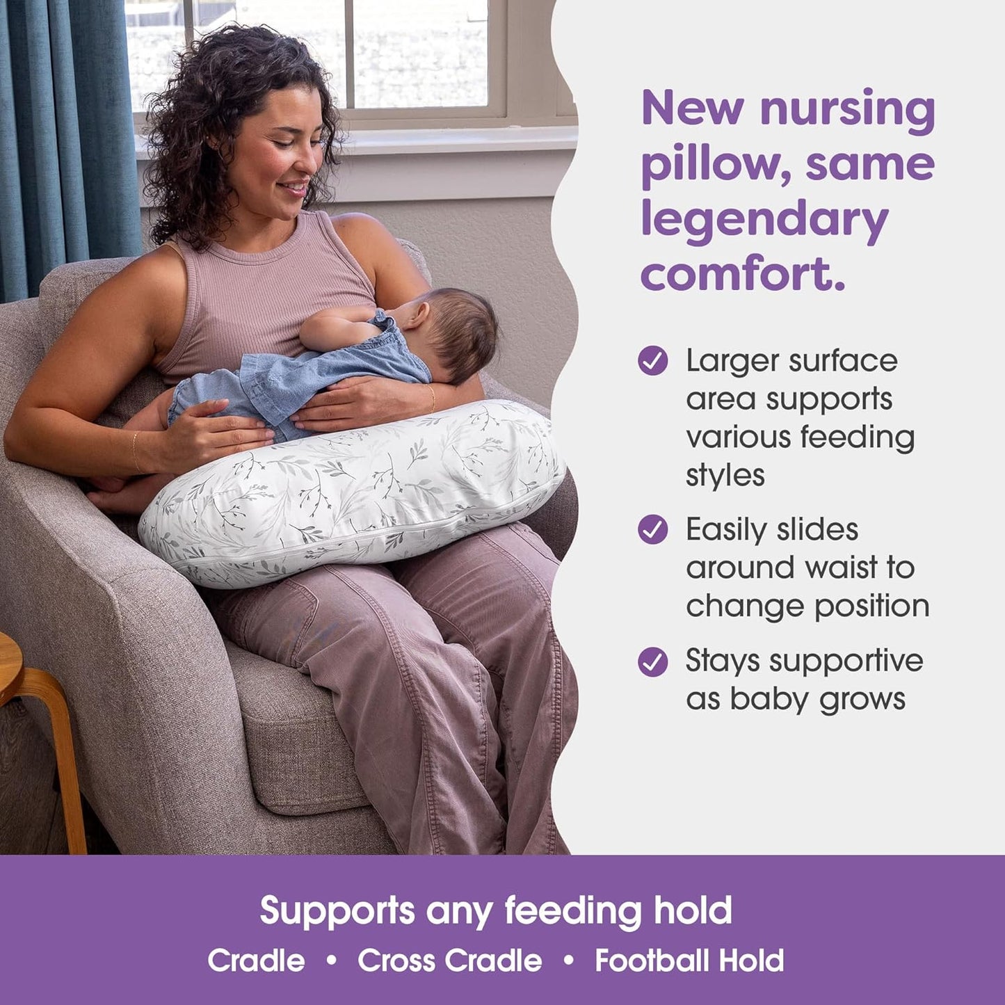 Boppy Nursing Pillow - Ergonomic Bottle & Breastfeeding Pillow with High, Firm, Large Area