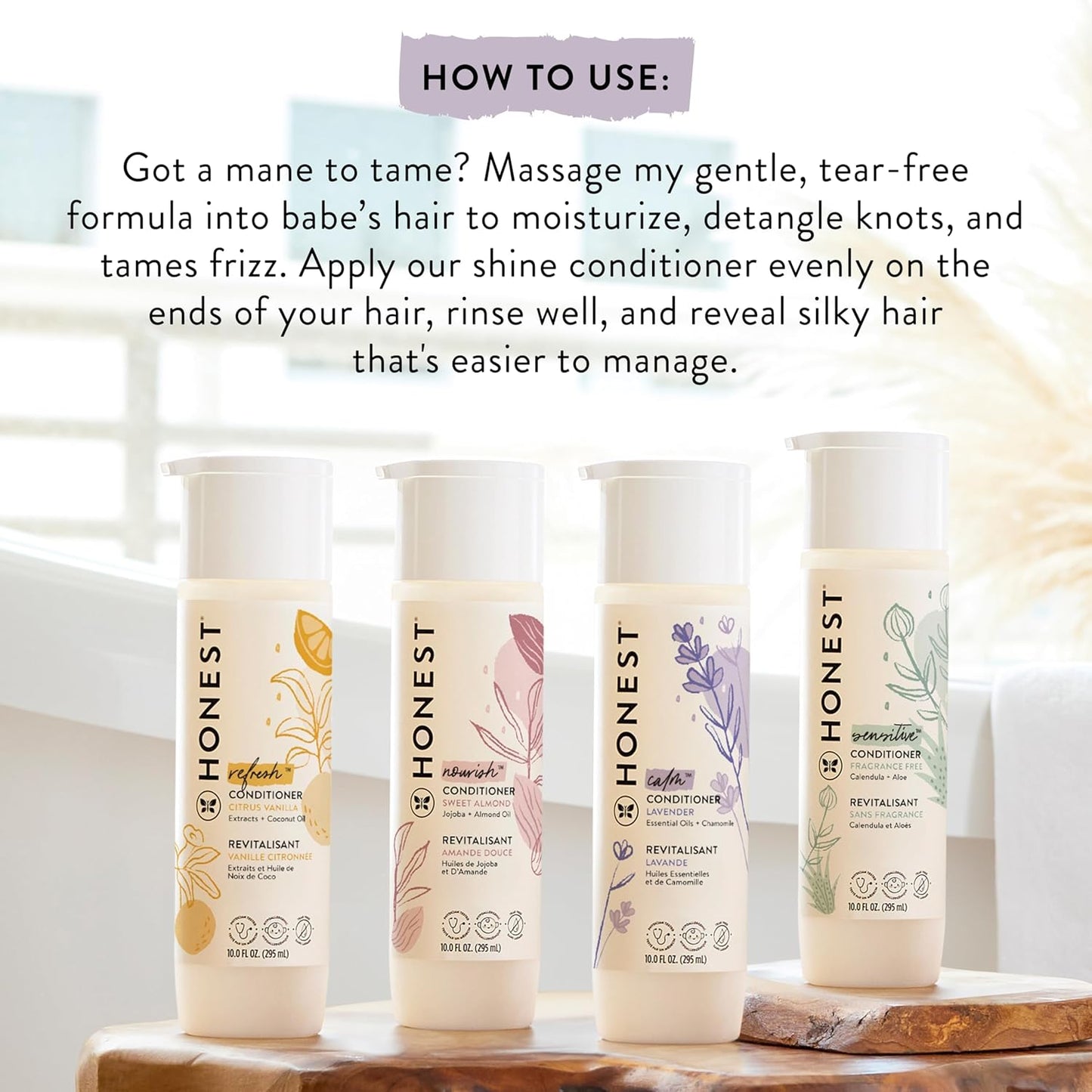 The Honest Company Silicone-Free Conditioner | Gentle for Baby | Naturally Derived, Tear-free