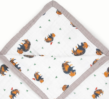 Little Unicorn Premium Quilted Throw | Super Soft, Multi-Layered Muslin XL Blanket| Great for Kids