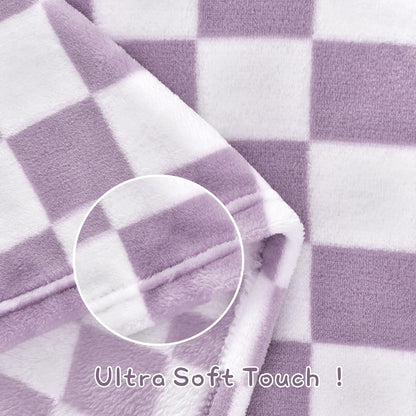 Yurhap Checkered Baby Blanket Fleece Baby Blankets for Girls, Ultra Soft Cozy Fluffy Infant Toddler