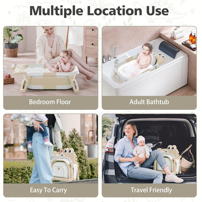Collapsible Baby Bathtub for Newborn, Foldable Baby Bath Tub with Thermometer & Soft Floating
