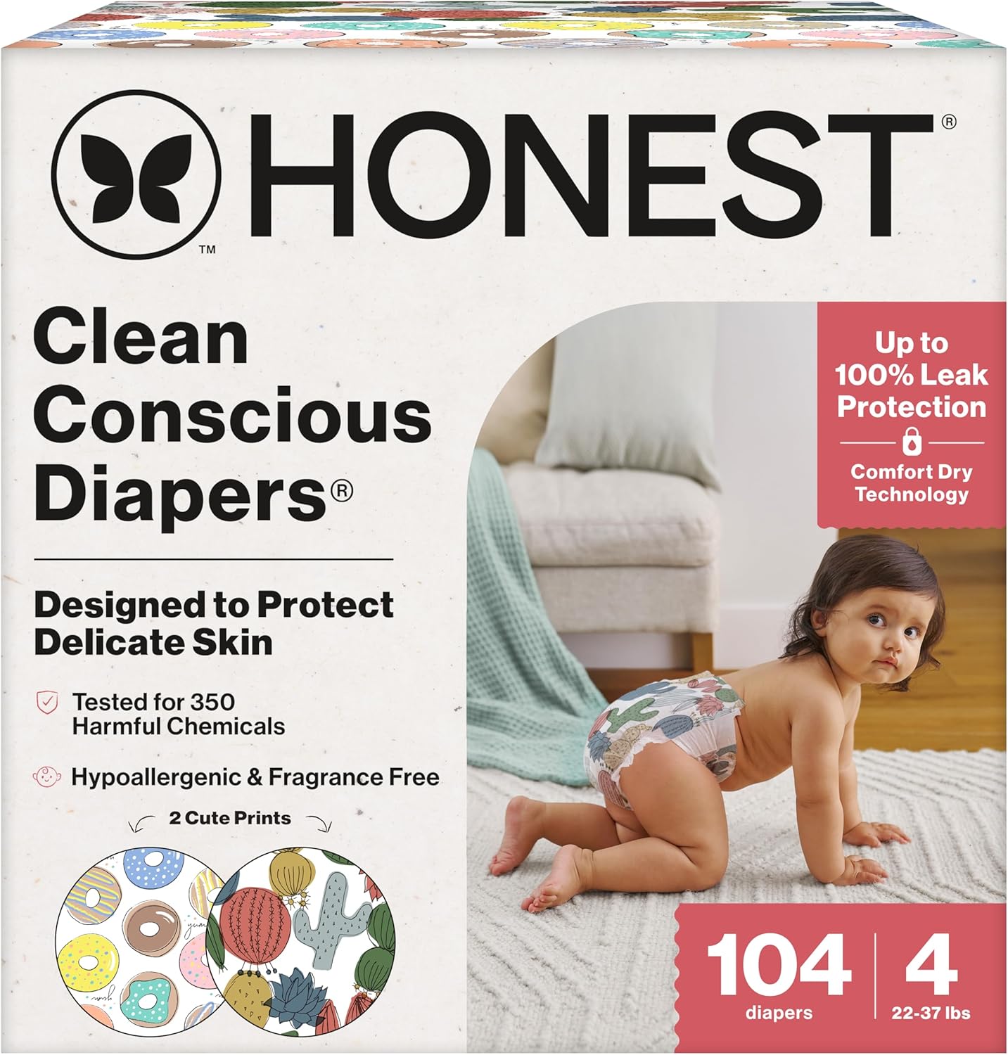 The Honest Company Clean Conscious Diapers for Delicate Skin | Up to 100% Leakproof |