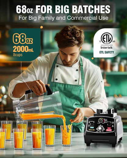 WantJoin Smoothie Blender 1800W Powerful Blenders for Kitchen 68 Oz Large Capacity and BPA-Free