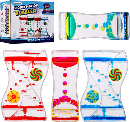 XINBAOHONG Liquid Motion Bubbler Sensory Toy for Kids and Adults 4-Pack，Calming Stress Relief Fidget Toys for ADHD Autism, Office Desk Decor