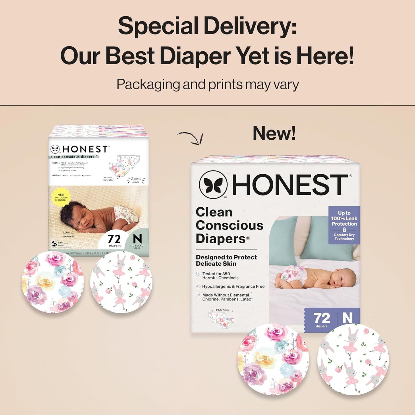 The Honest Company Clean Conscious Diapers for Delicate Skin | Up to 100% Leakproof |