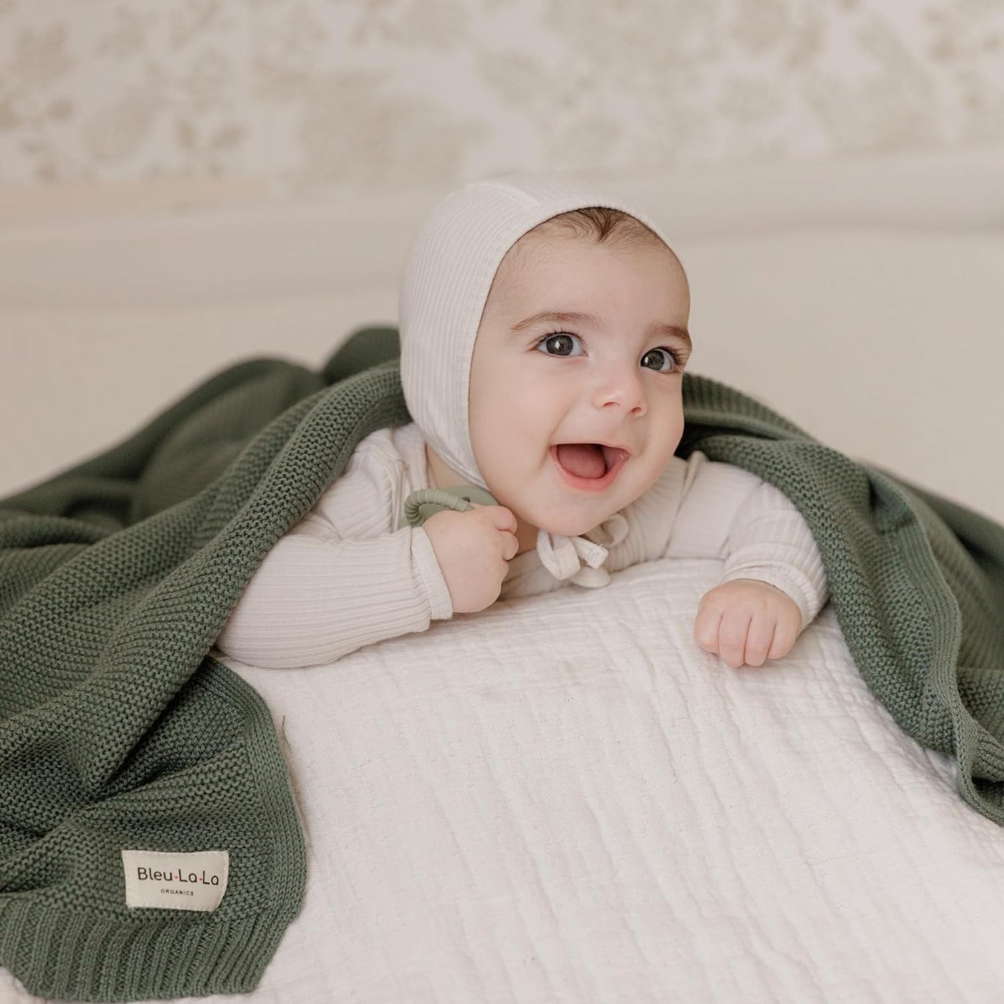 Heritage Knit Organic Cotton Receiving Swaddle Blanket for Boys - 100% Organic Soft Luxury Cotton