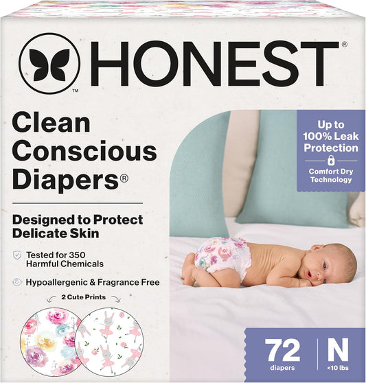 The Honest Company Clean Conscious Diapers for Delicate Skin | Up to 100% Leakproof |