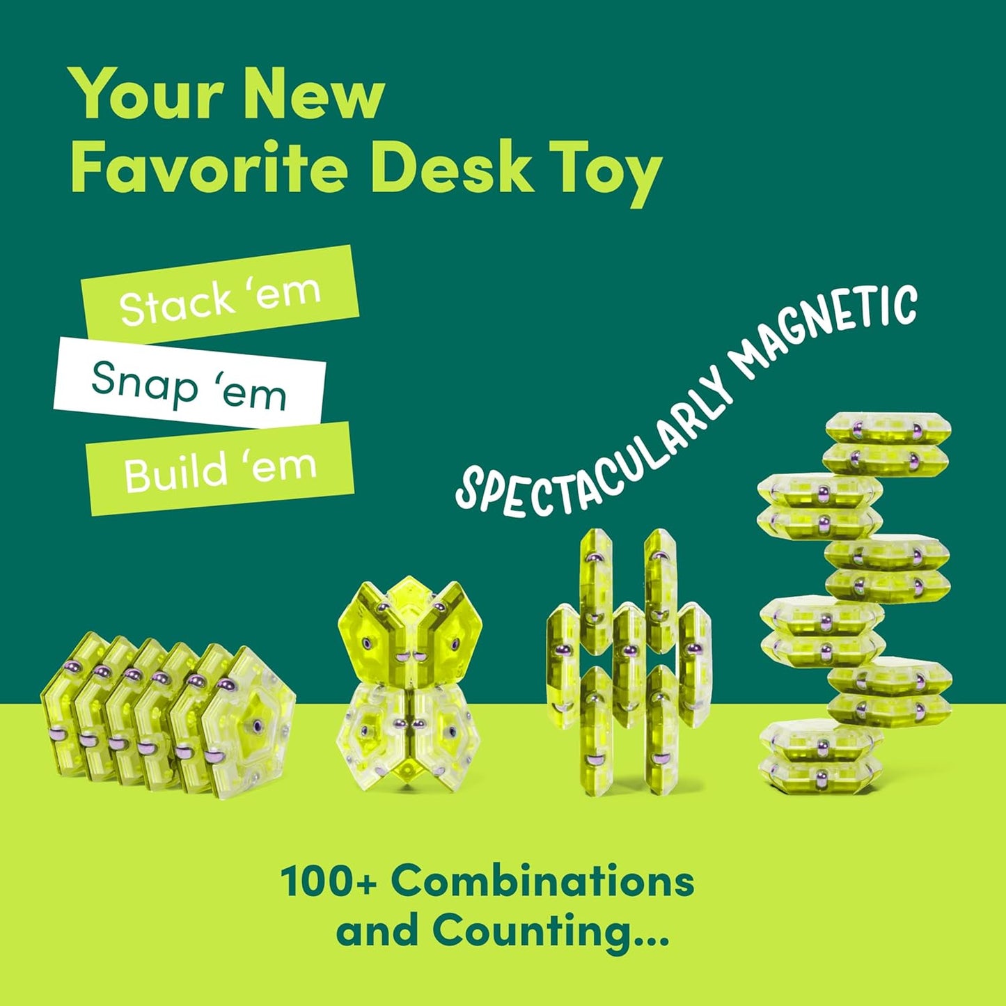 Speks Geode Sphere Magnetic Fidget Toy for Adults | Quiet Adult Sensory Toy for Stress Relief & Anxiety, Office Desk Toy & Top Gadget Gift Idea | Peridot, 12-Piece Set