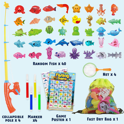 CozyBomB™ Magnetic Fishing Toys Game Set for Kids | Water Table Bathtub Kiddie Pool Party & Pole
