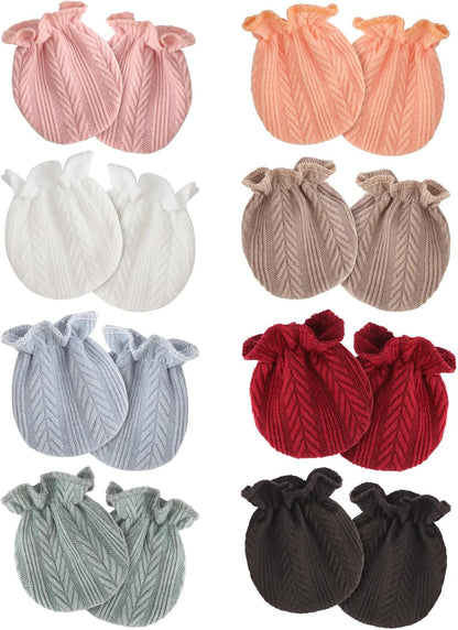 Newborn Baby Mittens No Scratch Cotton Elastic Wrist Gloves Infant Toddler Mittens for Baby Boy Girl 0-6 Months