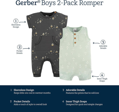 Gerber baby-boys Short Leg and Long Leg Romper Set