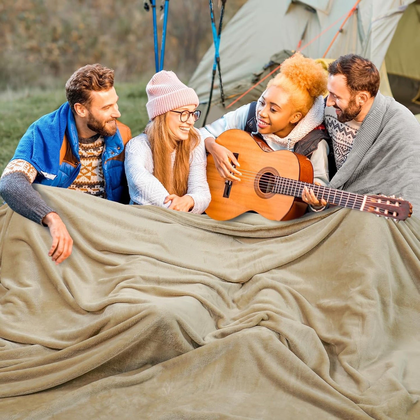 PHF Oversized King Fleece Blanket 120"x120", No Shed No Pilling Big Soft Blanket, Extra Large 10'x