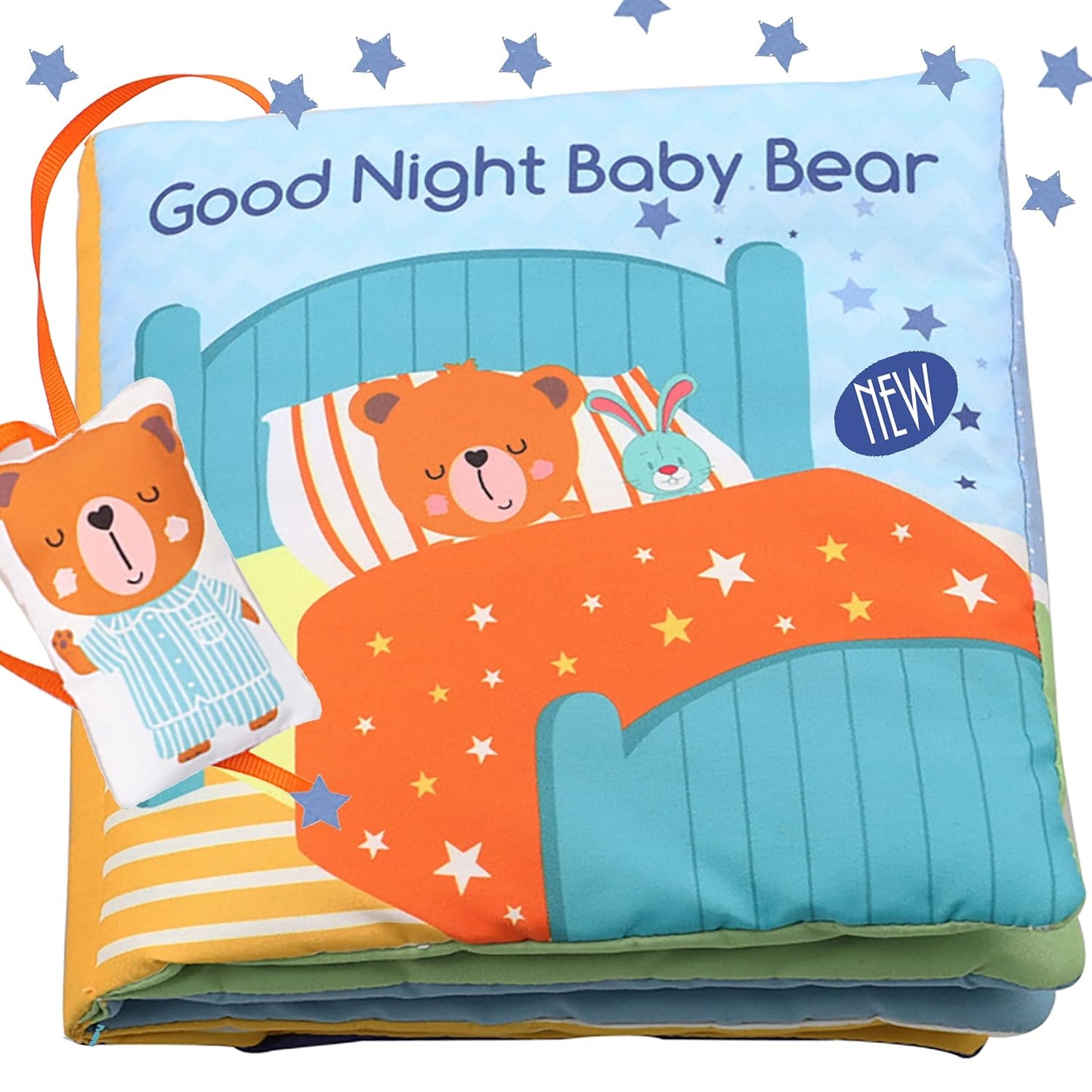 Teddy Bear Baby Book Activity Quiet Cloth Soft Books Developmental Toys Interactive Baby Books for Babies Toddlers Infants, Tummy Time Mirror Toy Gifts for Boys Girl, Goodnight W Box