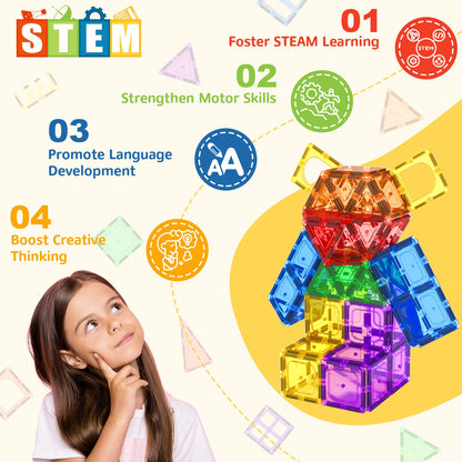 60 PCS Magnetic Building Tiles Kids Toys STEM Magnetic Blocks Sensory Toys