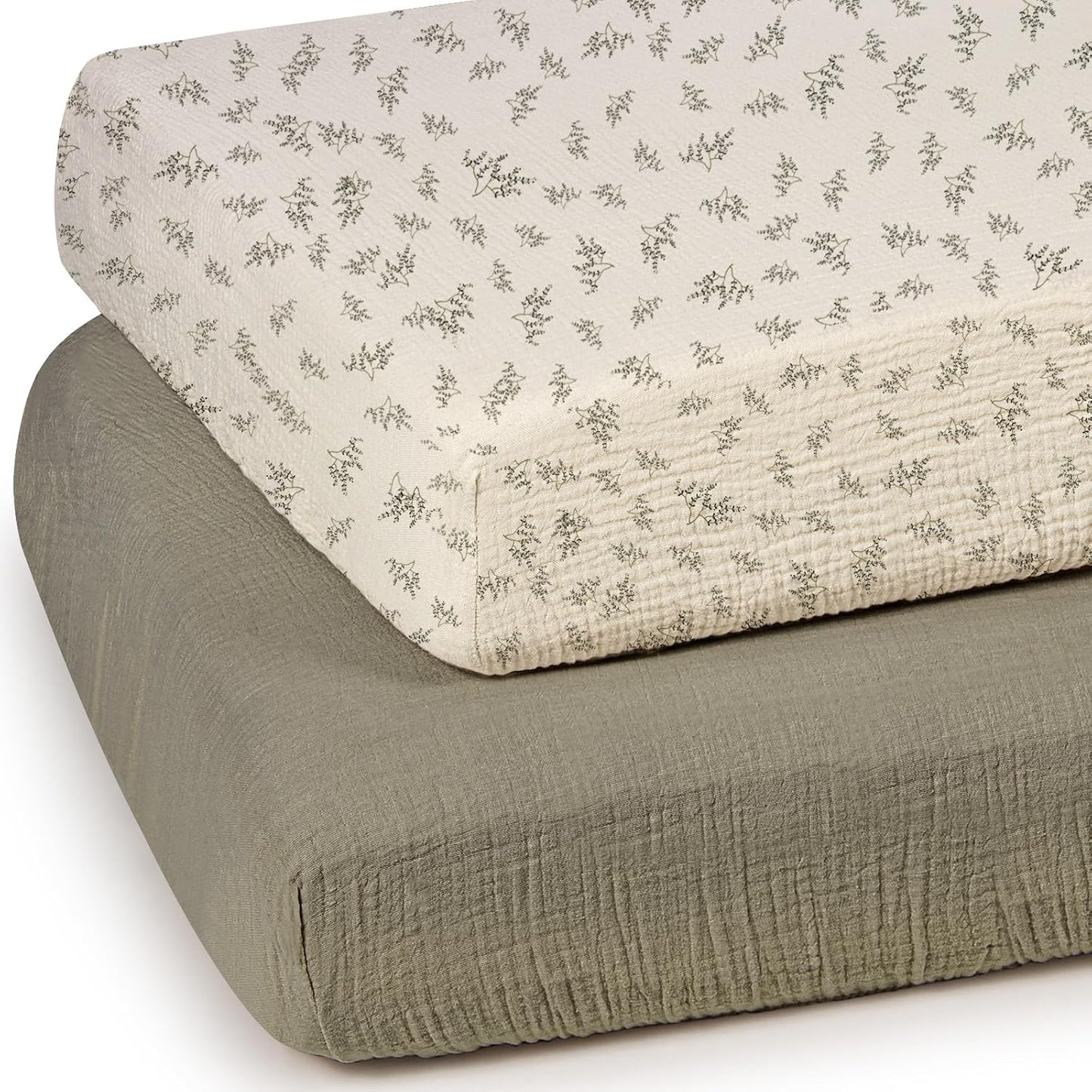 lulumoon Baby Muslin Crib Sheets - Toddler Cotton Fitted Crib Sheets Neutral for Boys and Girls