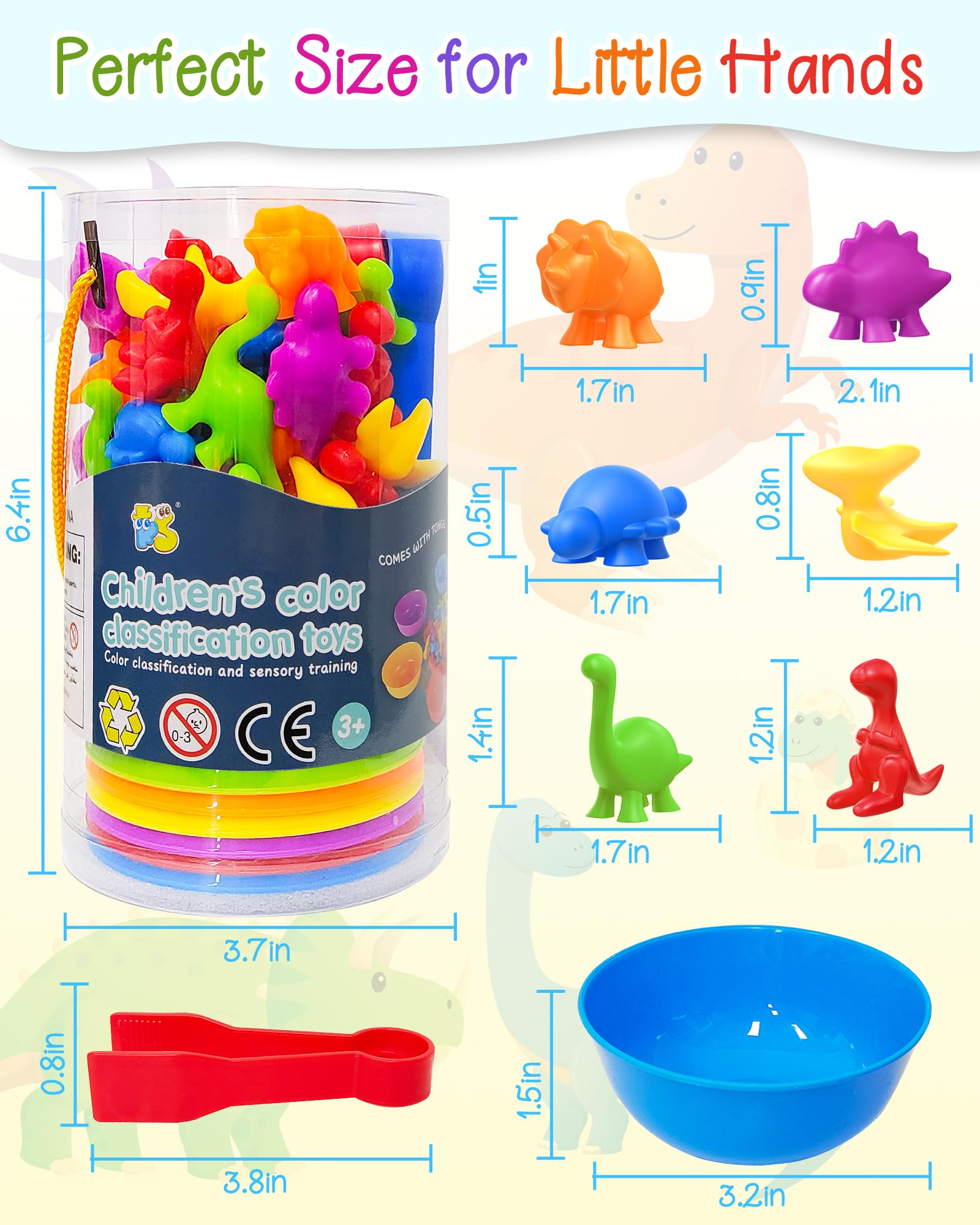 48 Pcs Counting Dinosaurs Toys for Kids 3-5, 4-8, Montessori Learning Toys