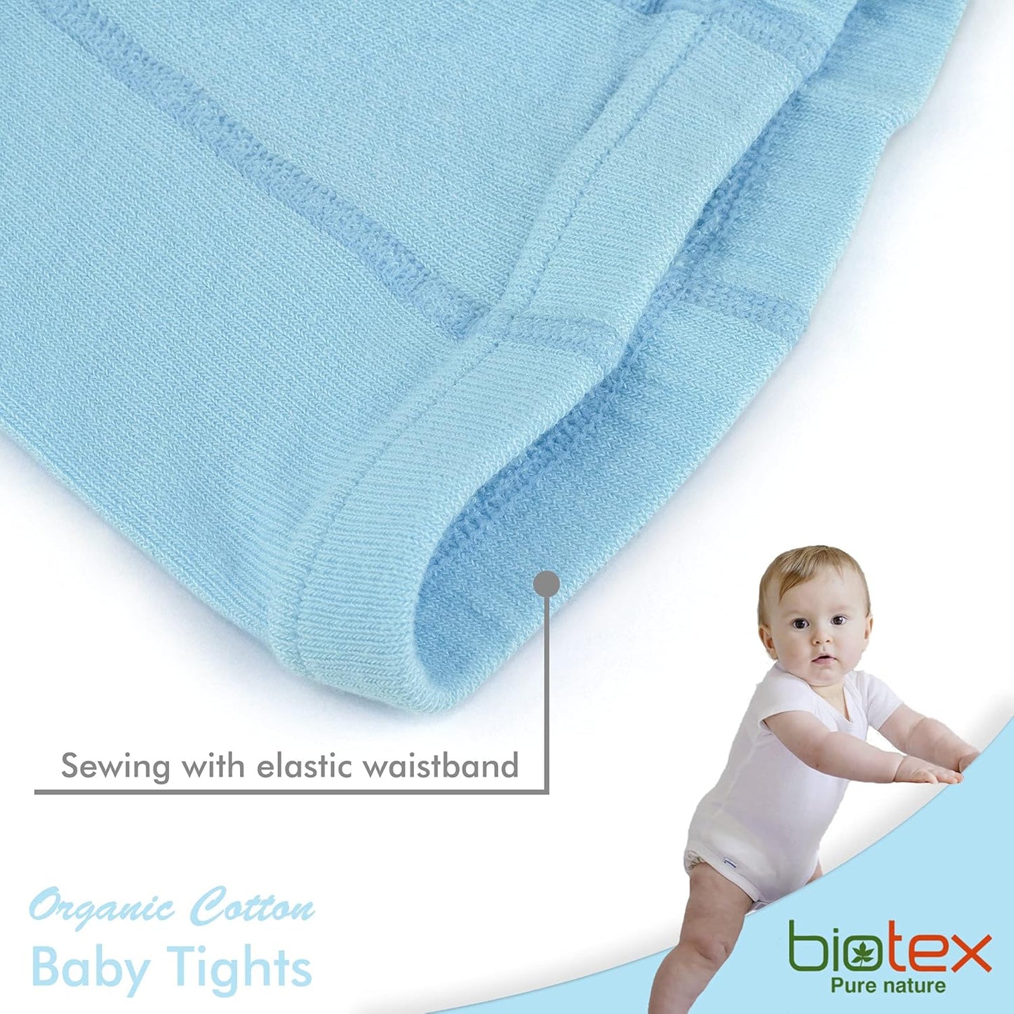 3 Pairs Organic Cotton Baby Girl and Boy Tights for Winter, Seamless Newborn Leggings, Toddler