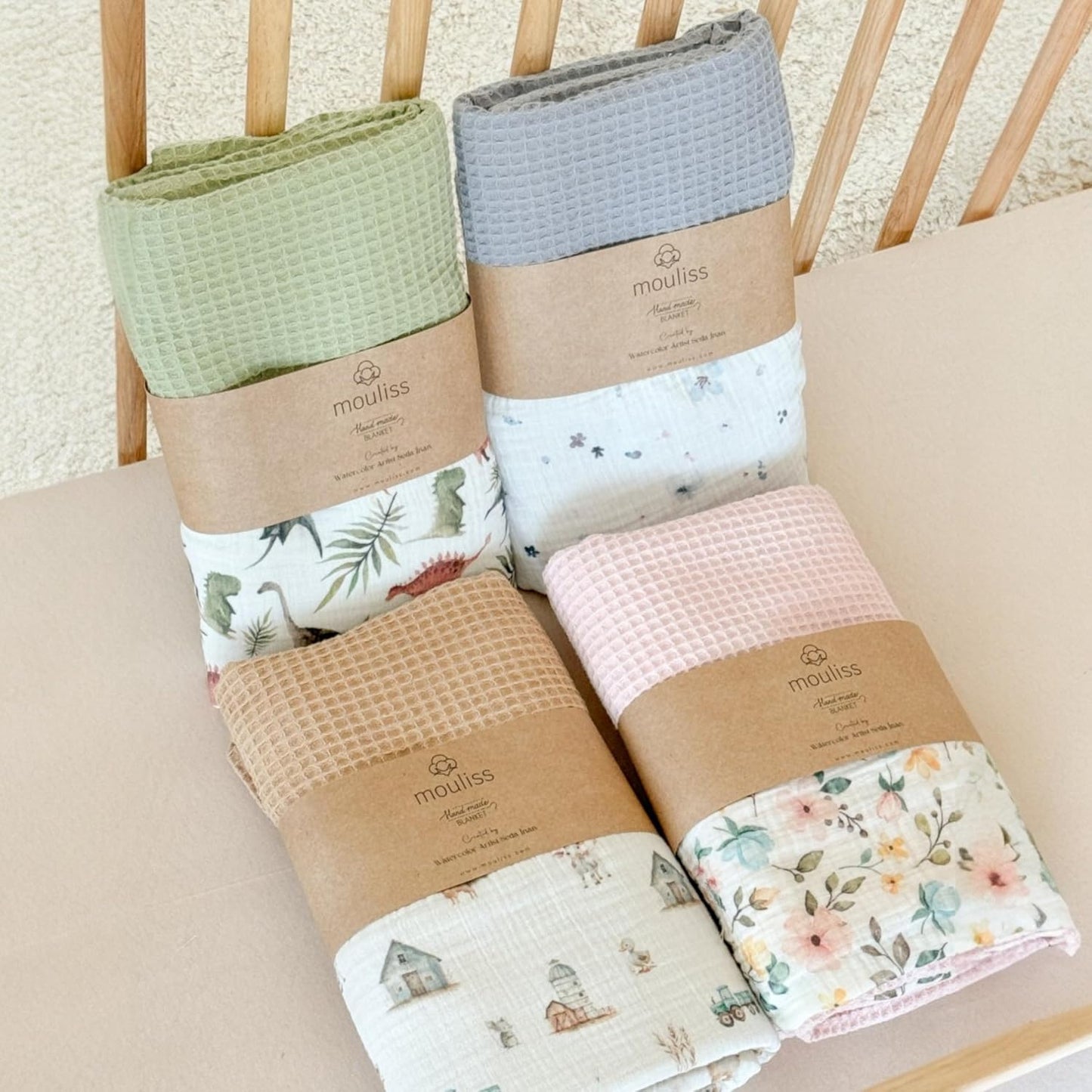 Personalized Baby Blanket with Name – Handmade 100% Organic Cotton Newborn Gift | Custom Knit
