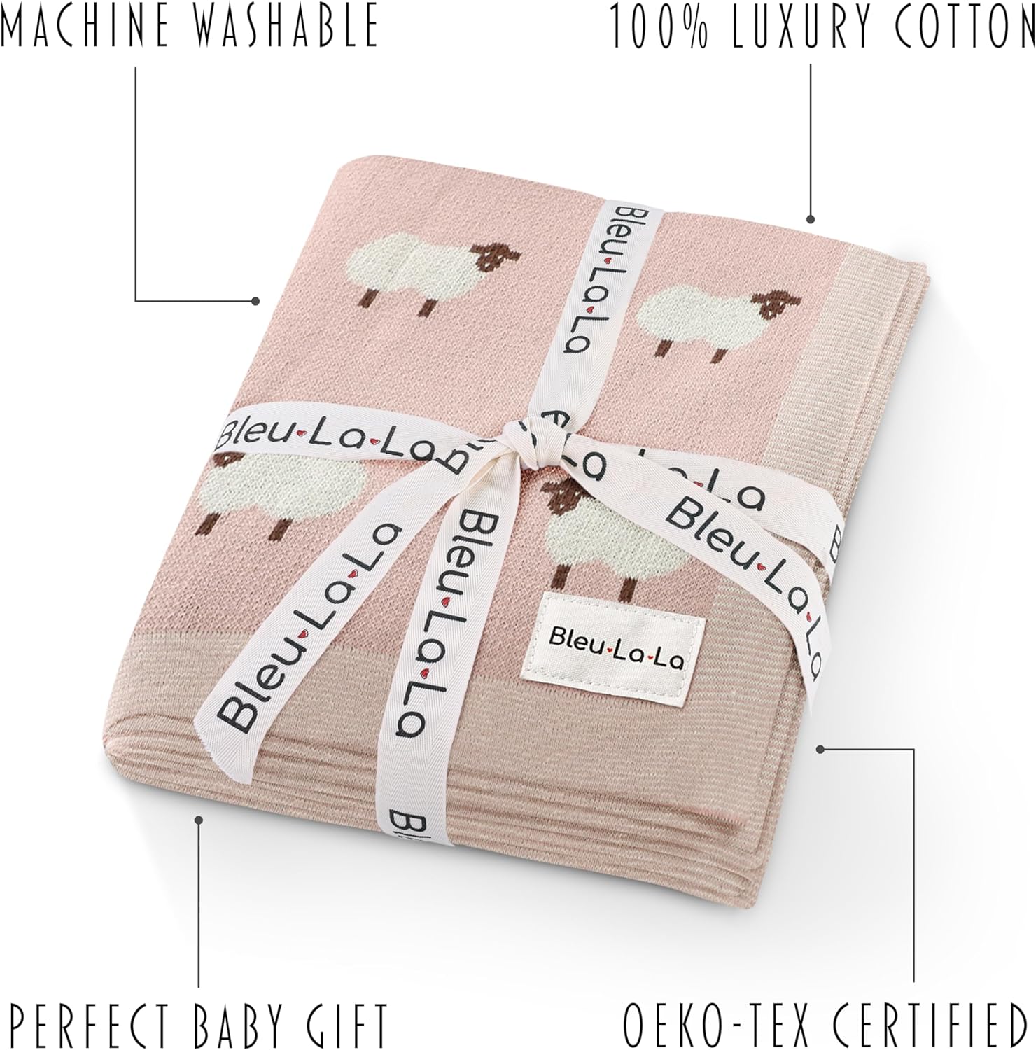 Luxury Knit Baby Receiving Blanket - 100% Cotton Soft Cozy Lightweight Receiving Swaddler Crib