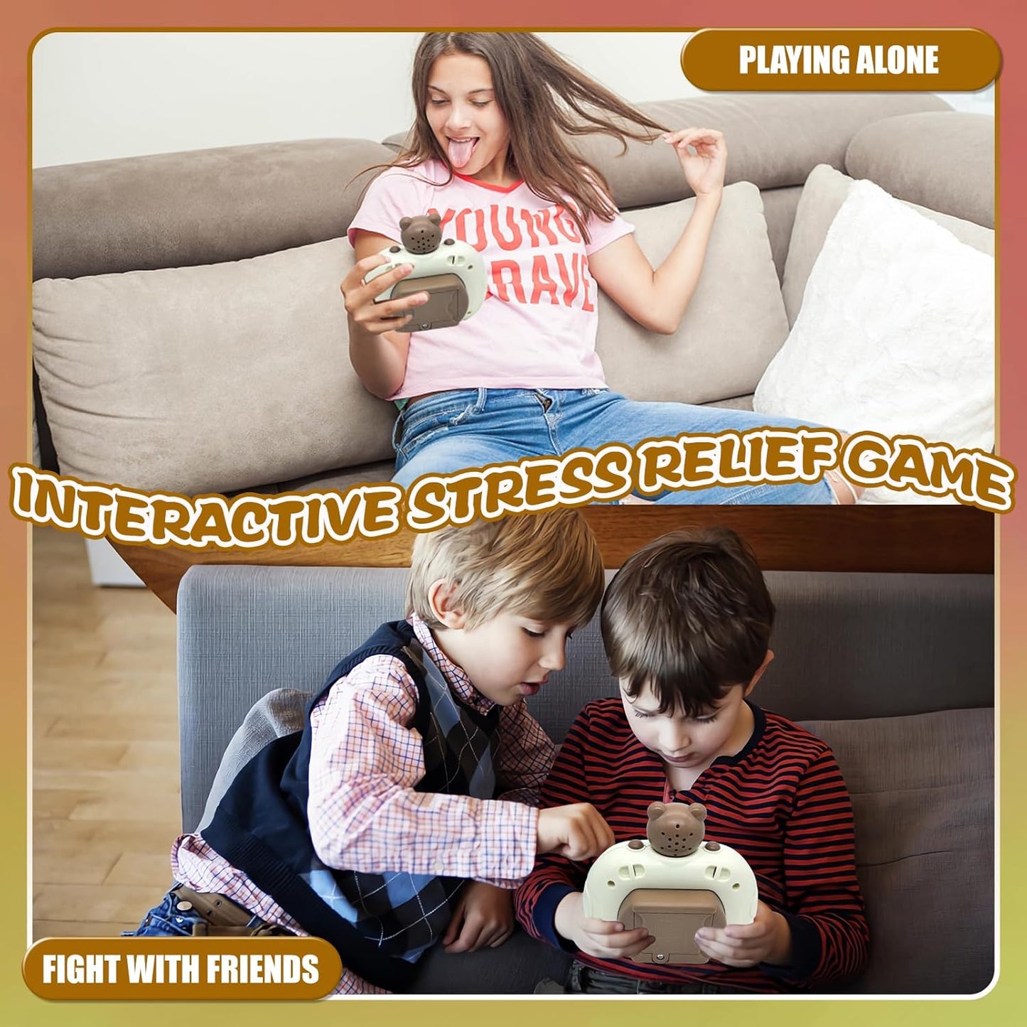 Fast Push Game Handheld Game for Kids 6-12, Sensory Fidget Toys for Kids 8-12, Birthday Gifts for 6 7 8 9 Year Old Boys & Girls & Teens (Bear)