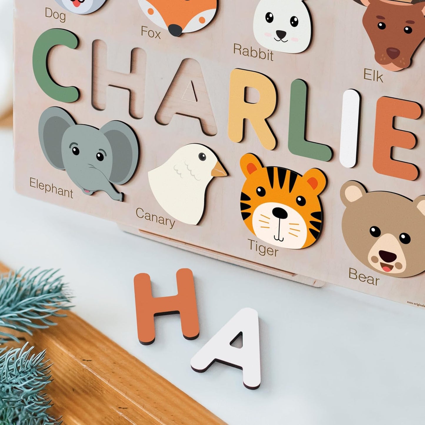 Personalize Name Puzzle for Toddler with Animal, Baby Gift for Girl and Boy 0 1 2 3 Year Old, Personalized Puzzle for Kid, 1 Year Old Kid Gifts, Customized Baby Gift, Educational Name Toy