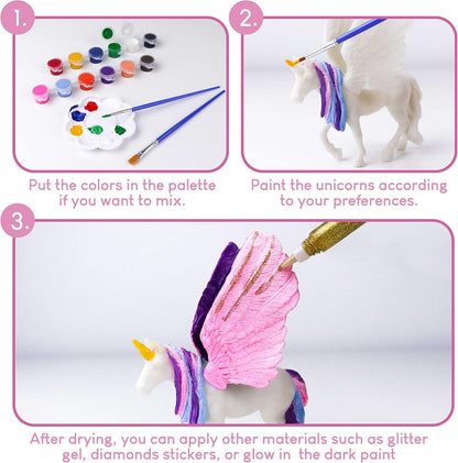 BONNYCO Unicorns Gifts for Girls Painting Kit with 18 Figurines Painting for Kids with Glow in The Dark | Girl Toys 3 4 5 6 7 8 9 10 Years Crafts Kids Gifts Birthday Christmas | Unicorn Toys Niñas