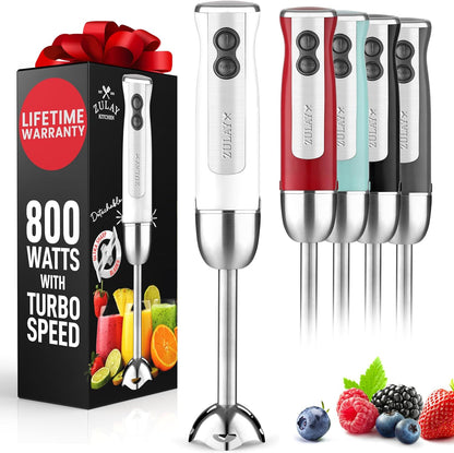 Zulay Immersion Stick Mixer Hand Blender - 800 Watts, Turbo Mode, 5-ft Power Electric Cord